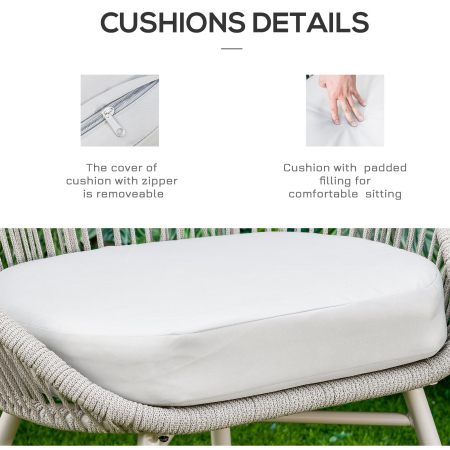  set 3 piese, 1 masa si 2 scaune pentru exterior, crem [4]