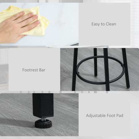  Set 3 Piese cu Masa Dreptunghiulara si 2 Scaune de Bar din PAL, MDF si Otel, Alb-Negru [5]