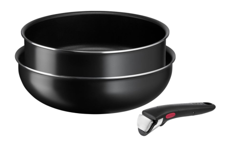 Vase & ustensile pentru gatit - Set 3 piese TEFAL Ingenio Easy Cook & Clean L1539153, 3 piese, 24-26cm, aluminiu, negru