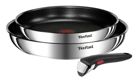 Tigai si seturi - Set 3 piese TEFAL Ingenio Emotion L897S374, inductie (2 tigai 24 cm & 28 cm, 1 maner detasabil ), Tehnologia Thermo-Signal, inox