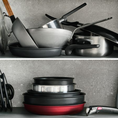 Set 3 piese Tefal Ingenio Excellence+ P0009553, tigaie de 24/28 cm, maner detasabil, tehnologie FUSIONCORE, Thermo-Signal™, invelis antiaderent, alu [4]