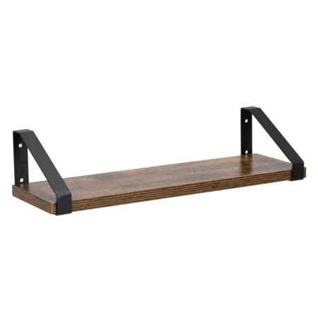 Set 3 rafturi de perete din metal si MDF, 30-35-40x12 cm, negru si maro [10]