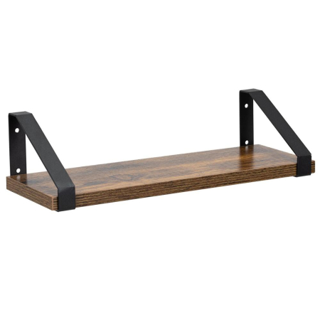 Set 3 rafturi de perete din metal si MDF, 30-35-40x12 cm, negru si maro [11]