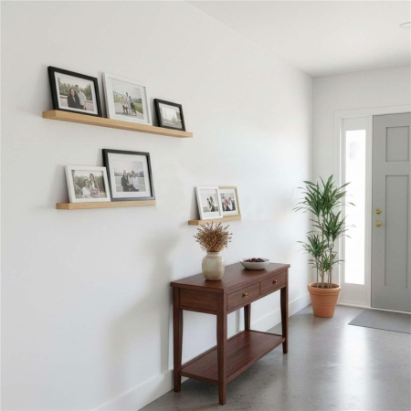Set 3 rafturi plutitoare perete mdf suport metalic 30 45 60 cm, 15 cm adancime, design modern, maro [1]