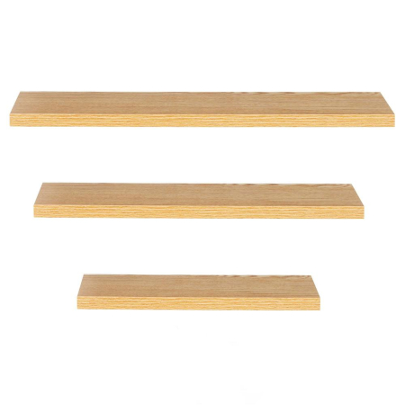 Baie - Set 3 rafturi plutitoare perete mdf suport metalic 30 45 60 cm, 15 cm adancime, design modern, maro