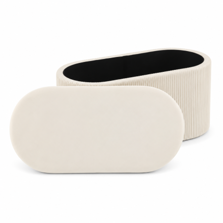 Set 3 tabureti cu spatiu de depozitare, design modern striat, 80x40x40 cm si 30x31 cm, alb [1]