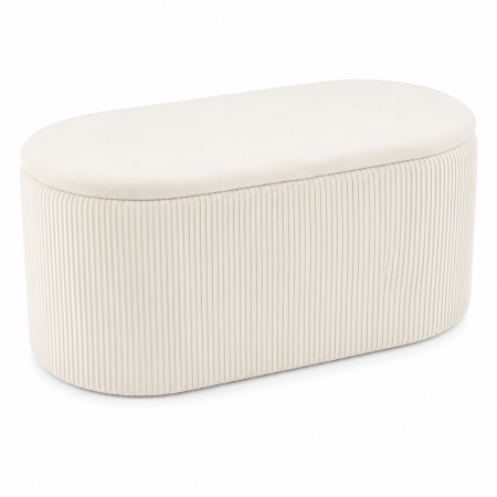 Set 3 tabureti cu spatiu de depozitare, design modern striat, 80x40x40 cm si 30x31 cm, alb [4]