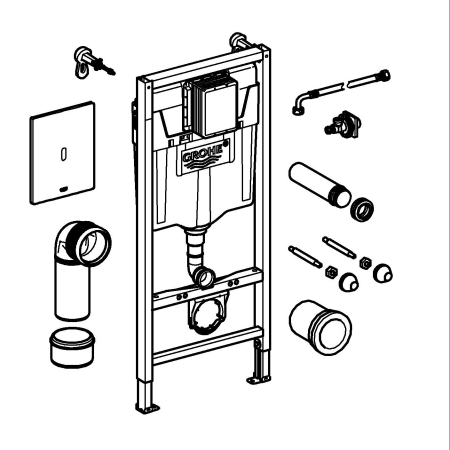 Set 3in1 cadru WC Grohe 39883000, 1130 mm, 500 mm, 90, 110 mm, 2 moduri spalare, incastrat, uscata, crom [5]