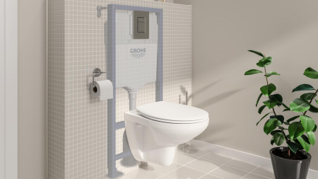 Set 3in1 cadru WC Grohe 39930000, 1130 mm, 500 mm, 90, 110 mm, 2 moduri spalare, incastrat, clapeta crom [6]