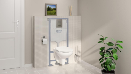 Set 3in1 cadru WC Grohe 39930000, 1130 mm, 500 mm, 90, 110 mm, 2 moduri spalare, incastrat, clapeta crom [8]