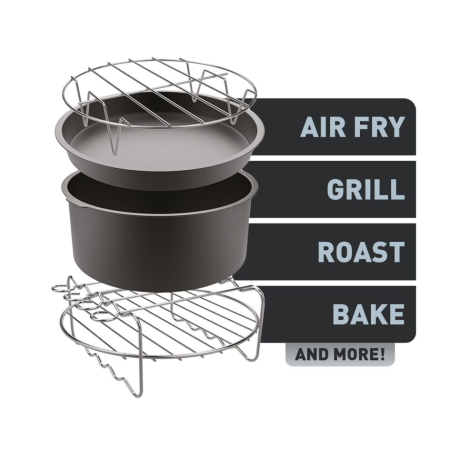 Set 4 accesorii Tefal XA112010, 17 cm, compatibile cu friteuzele cu aer cald Easy Fry XL, tava pentru pizza, vas pentru copt, gratar pentru friptur� [6]