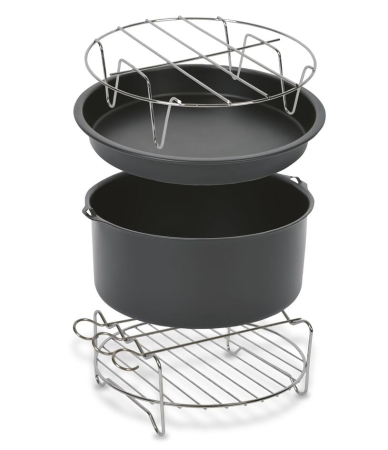 Tavi - Set 4 accesorii Tefal XA113010, 20 cm, compatibile cu friteuzele Easy Fry XXL, tava pentru pizza, vas pentru copt, gratar pentru friptura, suport p