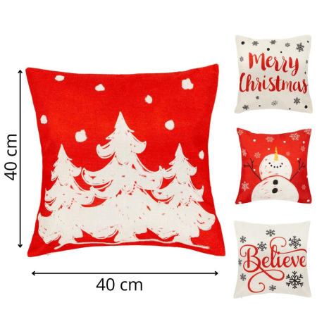 Set 4 fete de perna decorative, 40x40 cm, motive de Craciun, rosu alb [16]