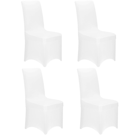Set 4 huse universale scaune evenimente poliester spandex, marime universala, banda elastica, alb