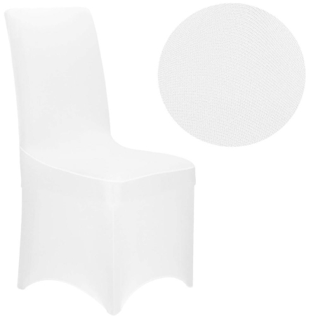 Set 4 huse universale scaune evenimente poliester spandex, marime universala, banda elastica, alb [1]