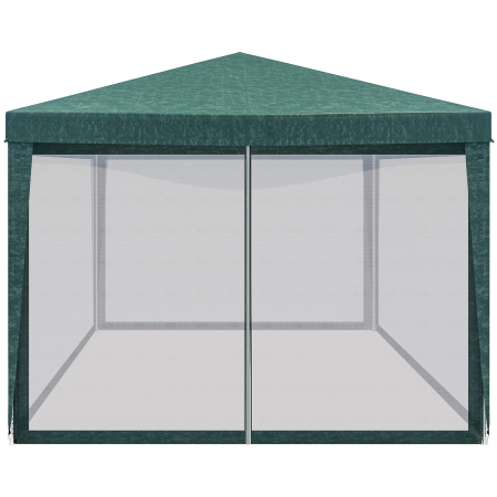 Set 4 pereti pentru pavilion gradina cu plasa tantari si acoperis, material PE 100 g/m2, 300x200 cm, verde [7]