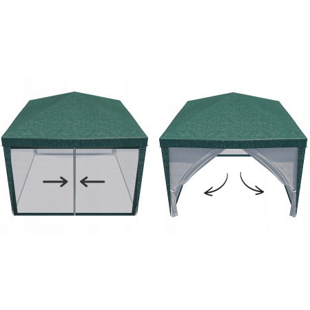 Set 4 pereti pentru pavilion gradina cu plasa tantari si acoperis, material PE 100 g/m2, 300x200 cm, verde [2]