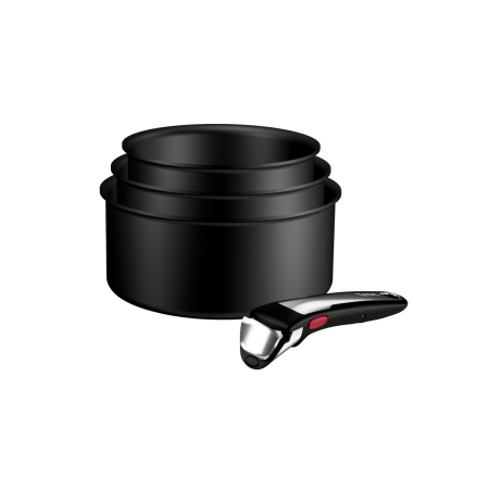 Vase & ustensile pentru gatit - Set 4 piese Tefal Ingenio Excellence+ P0079002, cratita de 16/18/20 cm, maner detasabil, tehnologie FUSIONCORE, Thermo-Signal™, invelis antiaderent,