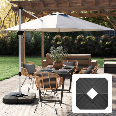  Set 4 placi de baza pentru umbrela suspendata, umplute cu apa sau nisip pana la 80 kg, negru [1]