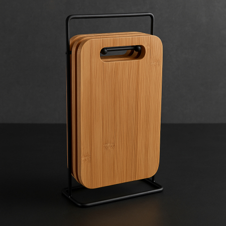 Set 4 platouri tapas 5Five din bambus cu suport metalic, 15x7x27 cm, natur [5]