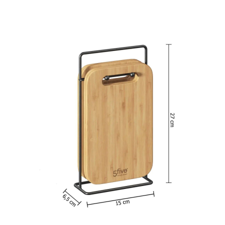 Set 4 platouri tapas 5Five din bambus cu suport metalic, 15x7x27 cm, natur [3]