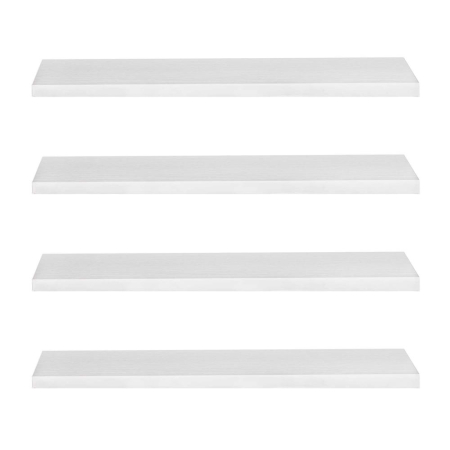 Living & hol - Set 4 rafturi supendate de perete, MDF cu suport metalic ingropat, 40x15 cm, alb