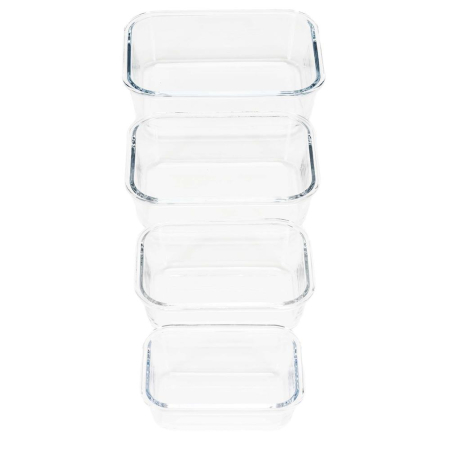 Set 4 recipiente din sticla termorezistenta, cu capac etans, BPA free, 350ml / 600ml / 1000ml / 1450ml , transparent [9]