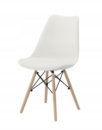 Set 4 scaune de bucatarie, design scandinav modern, sezut cu burete, alb [4]