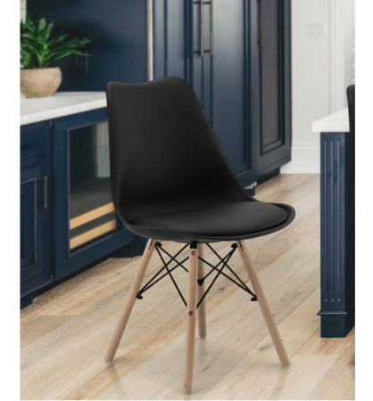 Set 4 scaune de bucatarie, design scandinav modern, sezut cu burete, negru [1]