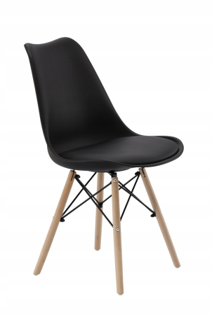 Set 4 scaune de bucatarie, design scandinav modern, sezut cu burete, negru [2]