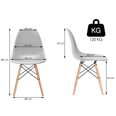 Scaun dining Scandinav pentru bucatarie, 38x42x82cm, gri [1]