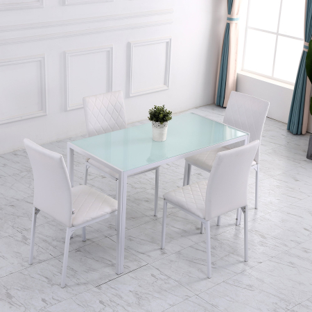  Set 4 Scaune Dining - Tapitate cu Piele Ecologica Alba [5]