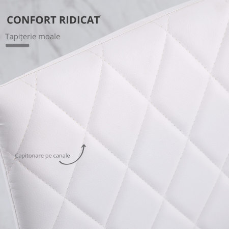  Set 4 Scaune Dining - Tapitate cu Piele Ecologica Alba [3]