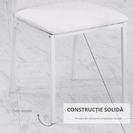  Set 4 Scaune Dining - Tapitate cu Piele Ecologica Alba [4]
