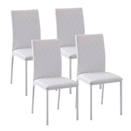 Bucatarie -  Set 4 Scaune Dining - Tapitate cu Piele Ecologica Alba