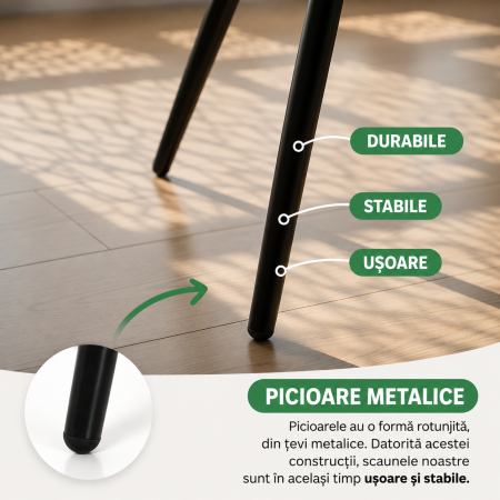 Set 4 scaune dining tapitate din catifea, capitonate Livo, 46x44x87 cm, maxim 130 kg, negru [2]