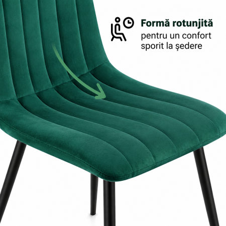 Set 4 scaune dining tapitate din catifea, capitonate Livo, 46x44x87 cm, maxim 130 kg, verde [2]