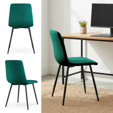 Set 4 scaune dining tapitate din catifea, capitonate Livo, 46x44x87 cm, maxim 130 kg, verde [7]