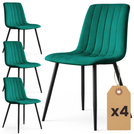 Scaune bucatarie & living - Set 4 scaune dining tapitate din catifea, capitonate Livo, 46x44x87 cm, maxim 130 kg, verde