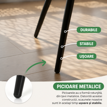 Set 4 scaune dining tapitate din catifea, capitonate Livo, 46x44x87 cm, maxim 130 kg, verde [6]