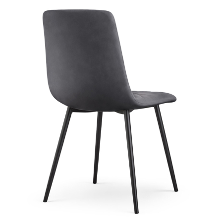 Set 4 scaune dining tapitate Nero din catifea, sezut matlasat, picioare metalice, 46x44x87 cm, maxim 130 kg, grafit inchis [5]