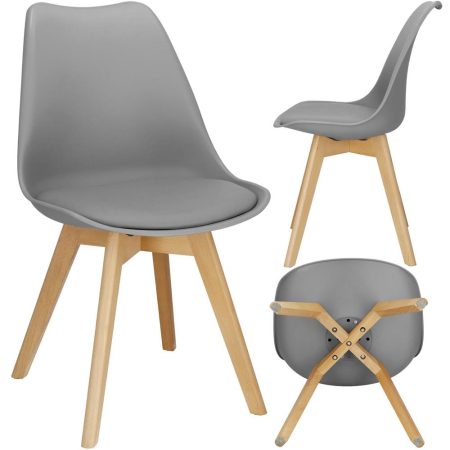 Set 4 scaune dining Verdhe pentru bucatarie cu perna tapitata cu piele ecologica, 44x82cm, gri [1]