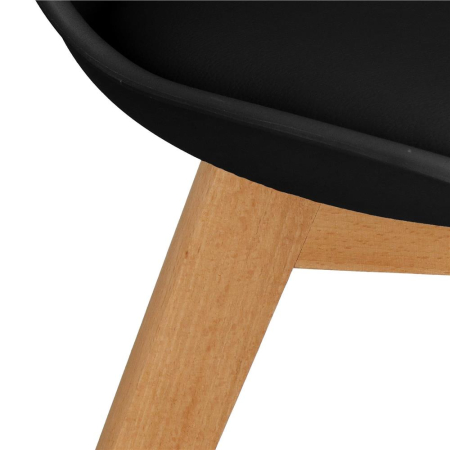 Set 4 scaune dining Verdhe pentru bucatarie cu perna tapitata cu piele ecologica, 44x82cm, negru [9]