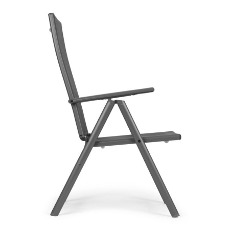 Set 4 scaune gradina 70x57x106 cm, pliante cu spatar reglabil 7 pozitii, structura otel si textilena, gri [9]