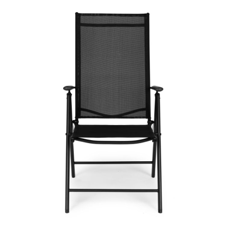 Set 4 scaune gradina 70x57x106 cm, pliante cu spatar reglabil 7 pozitii, structura otel si textilena, negru [4]