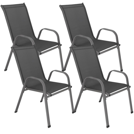 Set 4 scaune gradina cu brate, cadru otel si sezut textilene, 53x72x92 cm, gri [2]