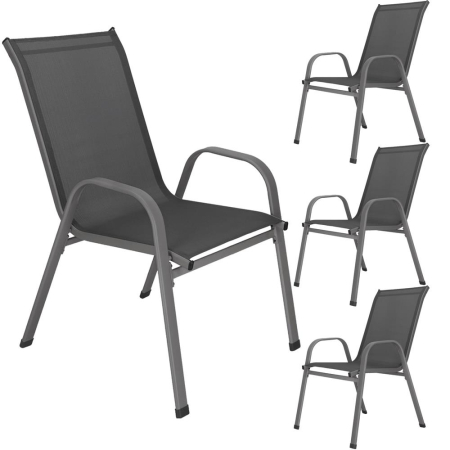 Set 4 scaune gradina cu brate, cadru otel si sezut textilene, 53x72x92 cm, gri [4]