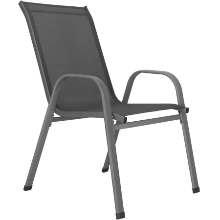 Set 4 scaune gradina cu brate, cadru otel si sezut textilene, 53x72x92 cm, gri [19]