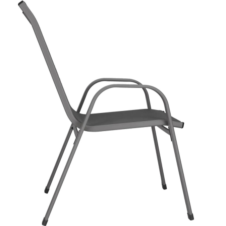 Set 4 scaune gradina cu brate, cadru otel si sezut textilene, 53x72x92 cm, gri [17]