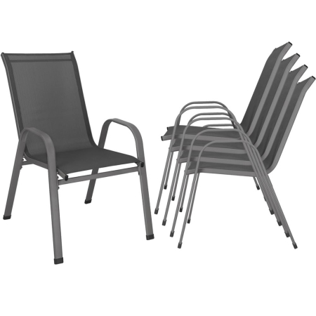 Set 4 scaune gradina cu brate, cadru otel si sezut textilene, 53x72x92 cm, gri [1]